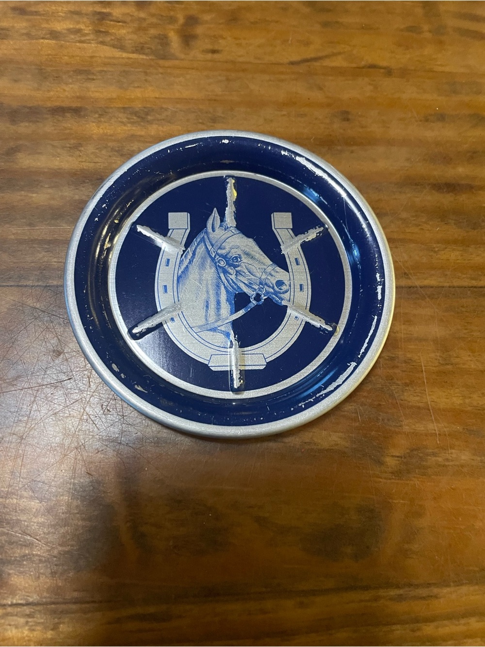 Vintage Unique Aluminum Navy Horse & Horseshoe Decorative Coaster home rare